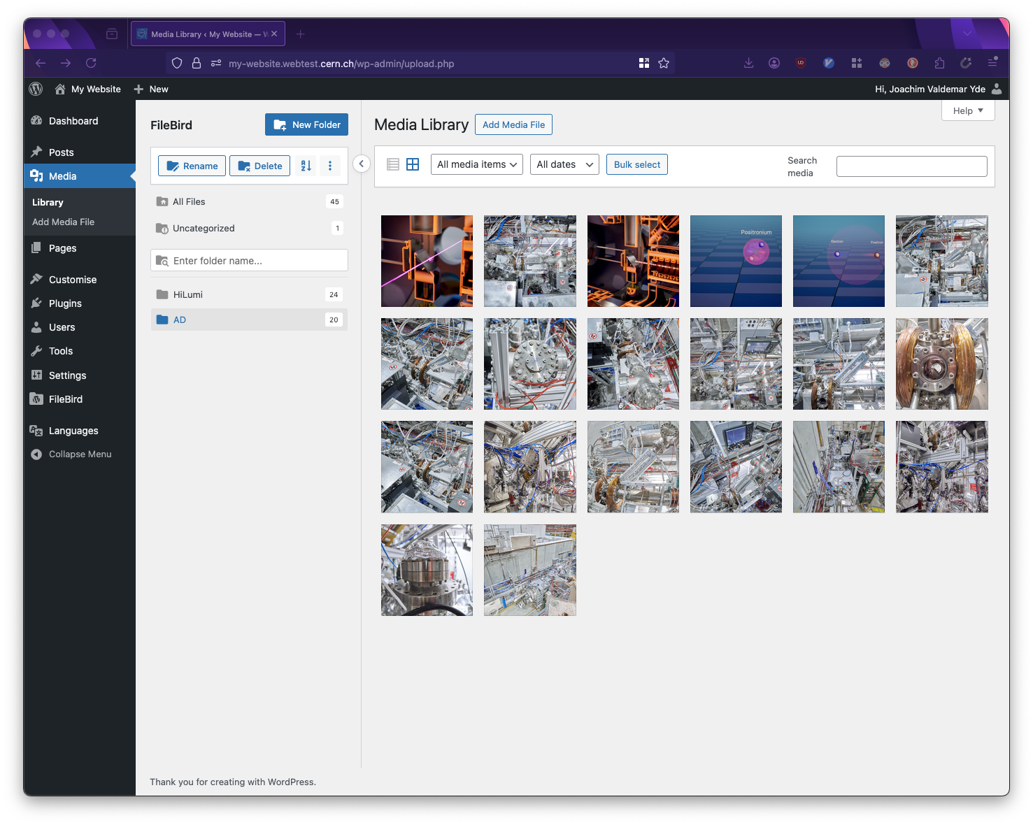 The WordPress Media Library administrative interface