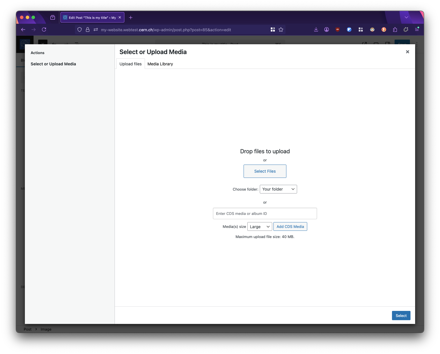 The WordPress Media Library administrative interface