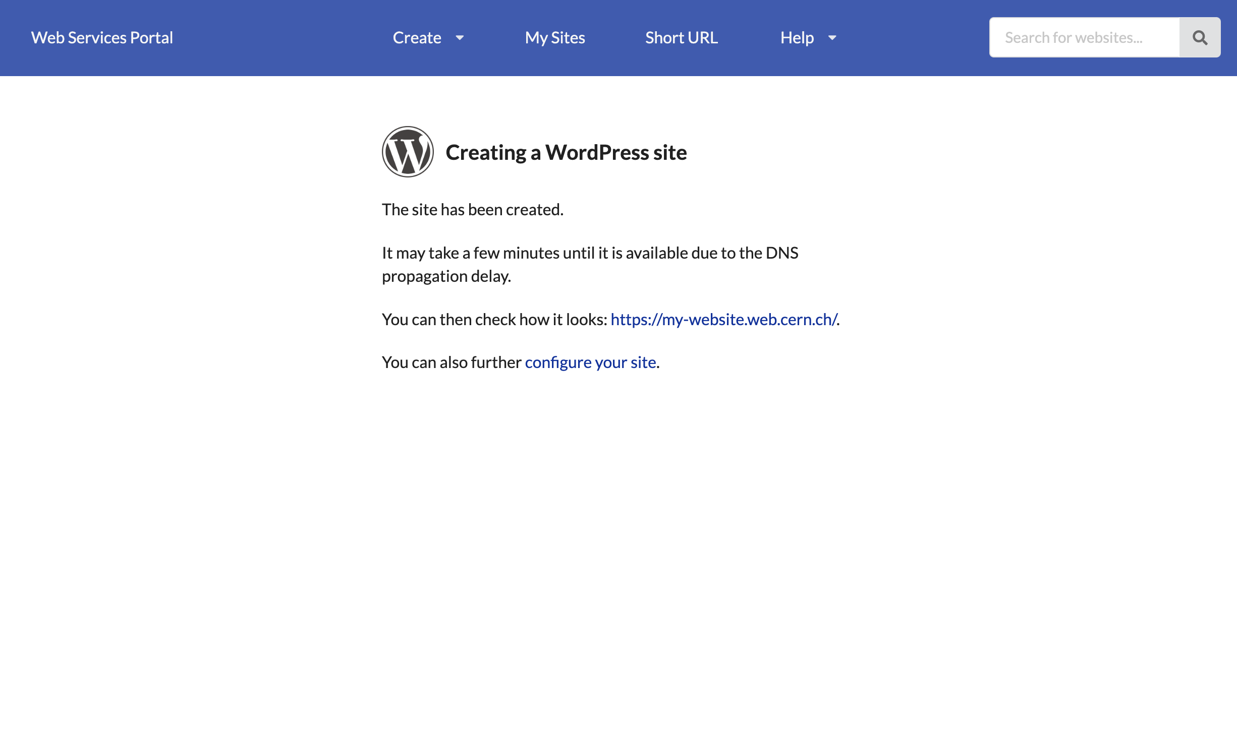 Confirmation page